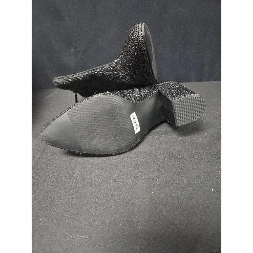 Betsey Johnson X Torrid Black Rhinestone Bootie Boots Size 7.5 WWE Extra Wide